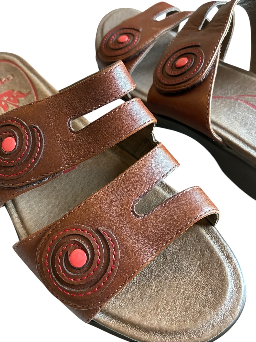 Dansko Brown Leather Comfort Slide Sandals Floral Wedge Women’s EU 38 US 8